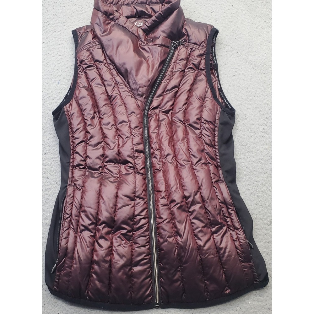 Calvin Klein Performance Down Filled Puffer Vest Womens Small Multi Clipside Zip